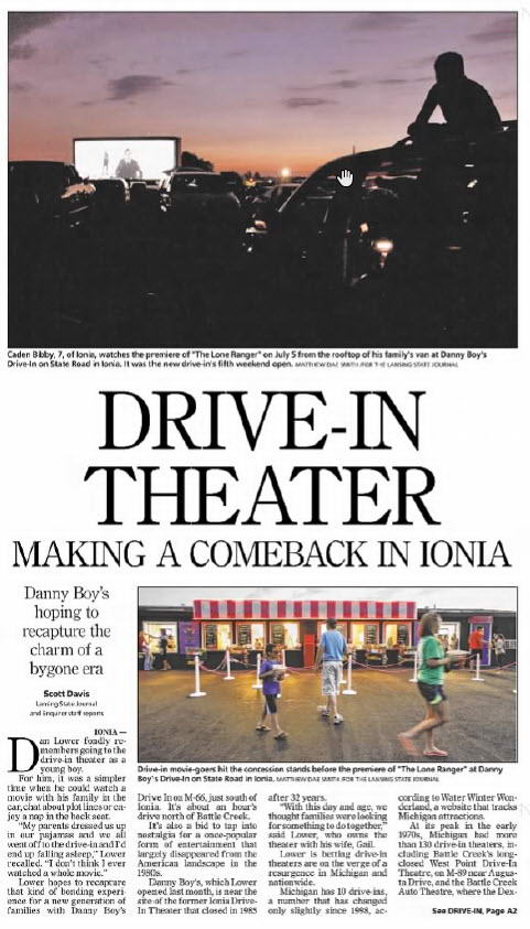 Danny Boys Drive In Movie Theaters - July 2013 Article